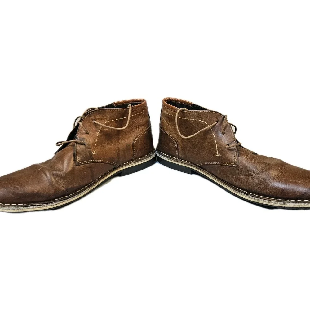 Steve Madden Harken Chukka Boots Mens 10.5 Cognac Brown Leather‎ Casual Boots